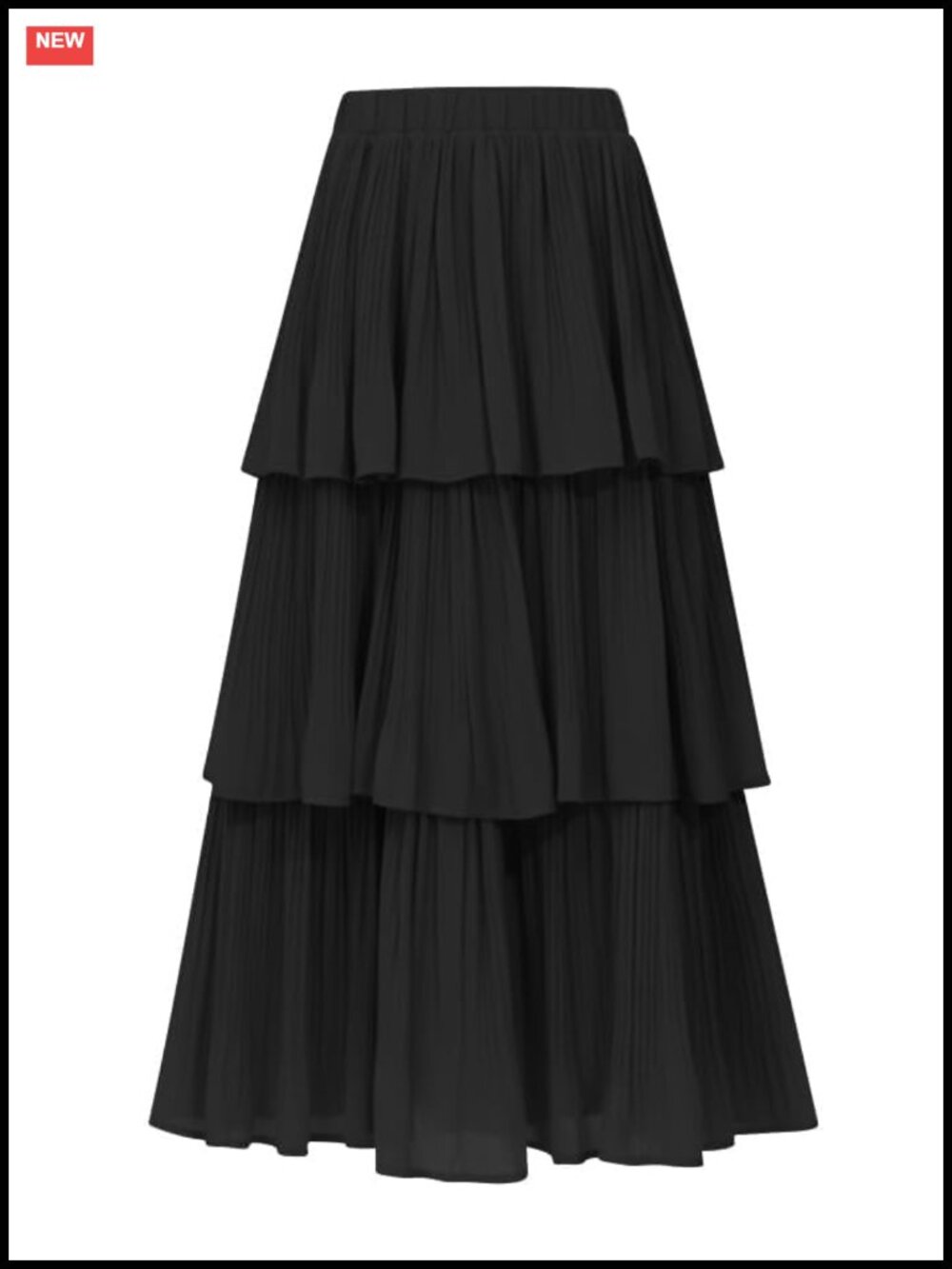 Women's Chiffon Tiered Ruffle Maxi Skirt Boho High Waist A-Line Pleated
